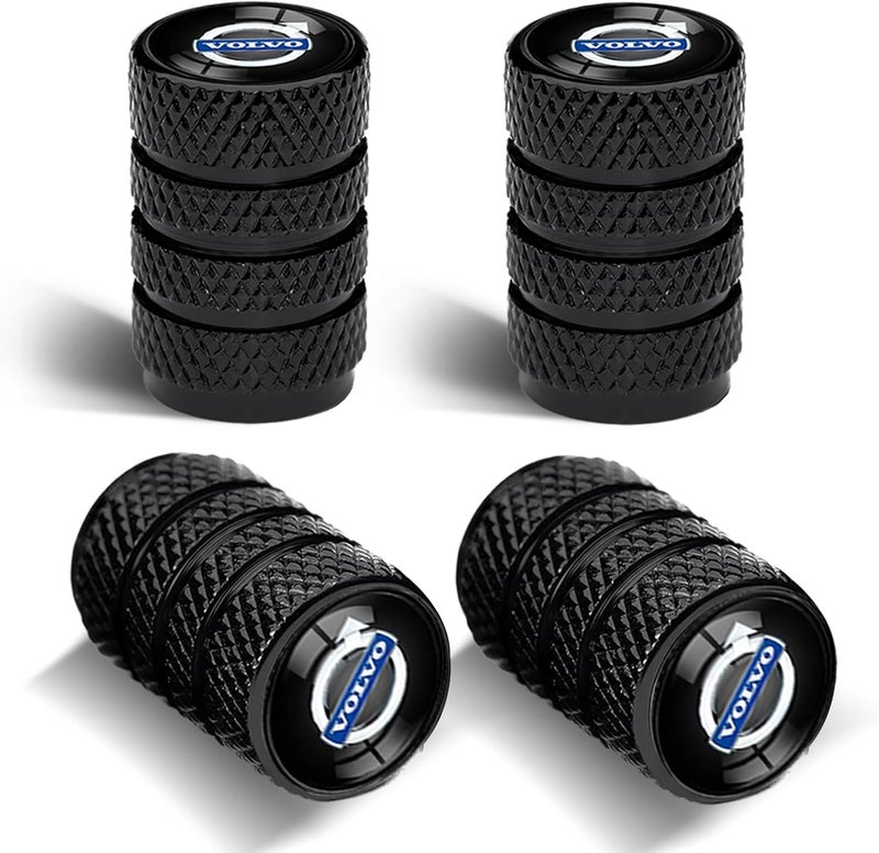 Comburvo 4Pcs Automobile Tire Valve Stem Covers, Corrosion-Resistant Tire Valve Stem Cover Suitable for Caps Compatible with Volvo s60 s90 xc60 xc40 xc90 v60 v90 Series Stem Cap Car Valve Cover Black - Image 1